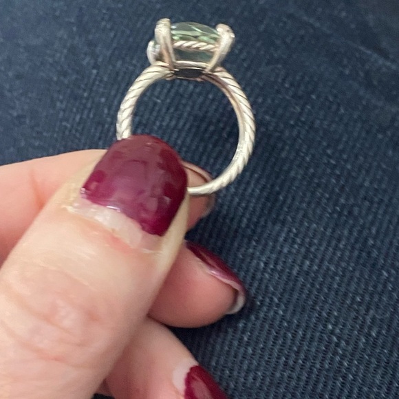 David Yurman Ring Prasiolite Silver with Pave Diamonds - Picture 11 of 13